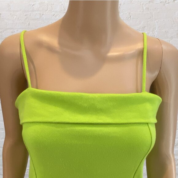 GW SPORT -- Long Top, Spaghetti Straps, Side Vents, Lime Green - Picture 3 of 15